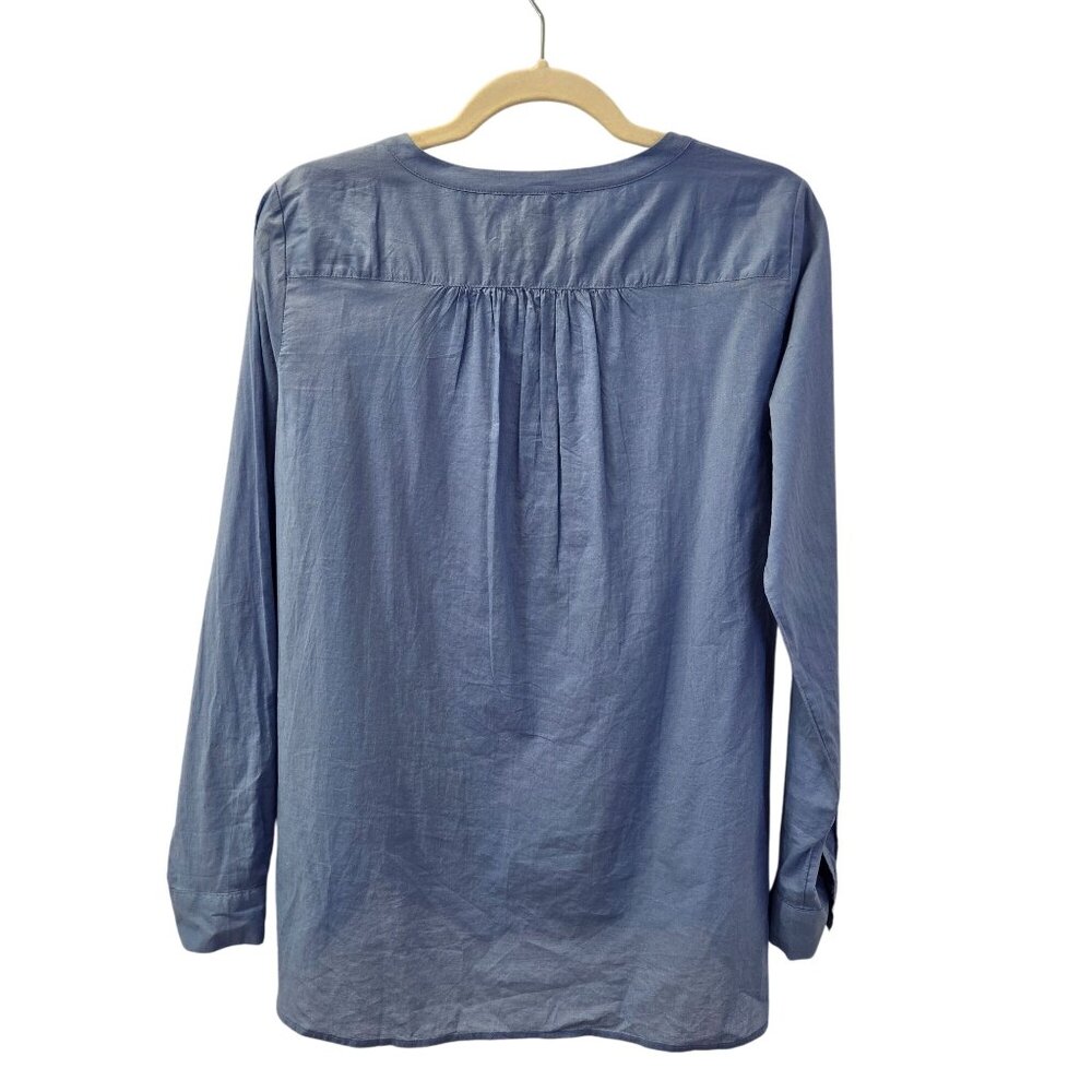 Loft The Softened Half Button Down Oversized Popover Shirt Size Small - Picture 2 of 6
